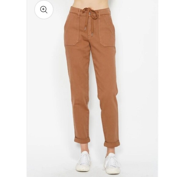 Judy Blue Camel Brown Garment Dyed High Waist Cuffed Jogger Pants - Picture 13 of 13
